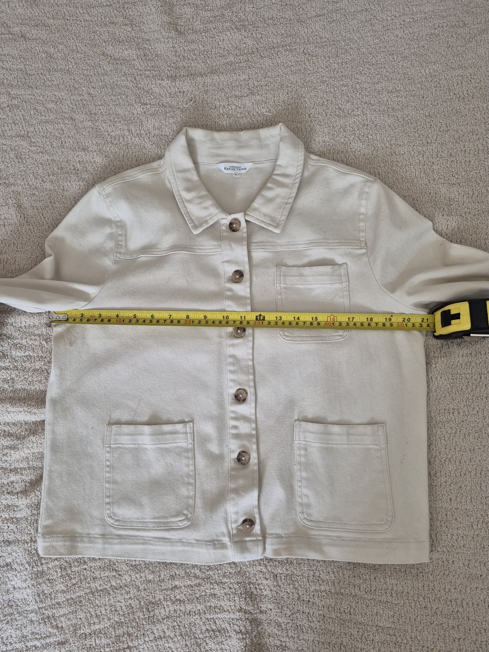 Northern Reflections Cream Button-Front Jean Jacket - Picture 4 of 10